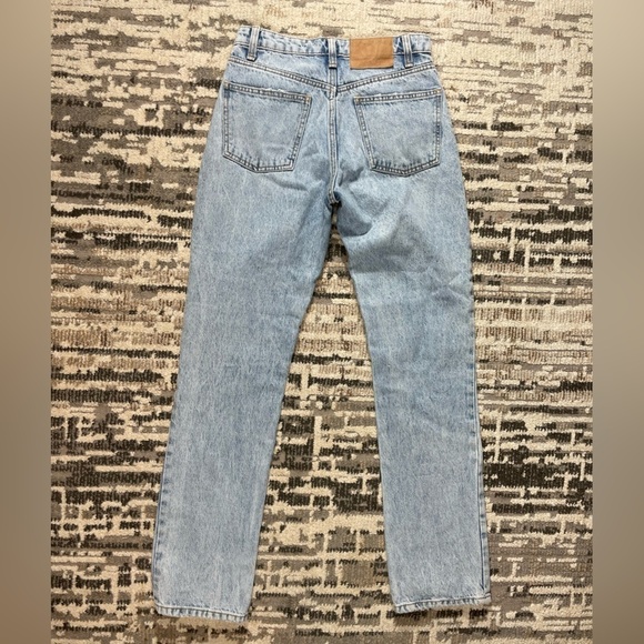 Zara Highrise Blue Button Fly Slim Straight Leg Jeans Cotton Size 4 - Picture 8 of 8